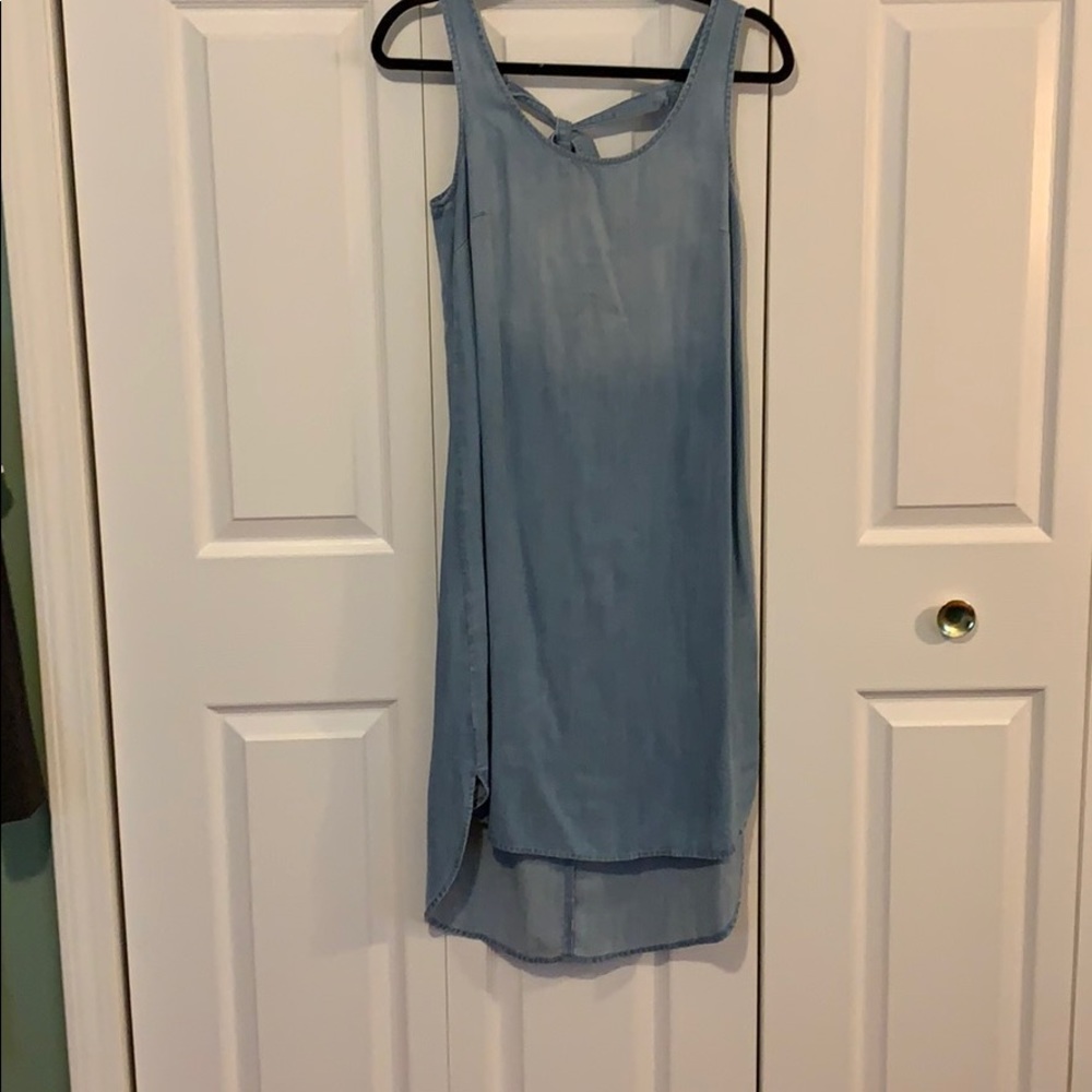 Sz4 Anthro Cloth & Stone Bow Tie Chambray Dress